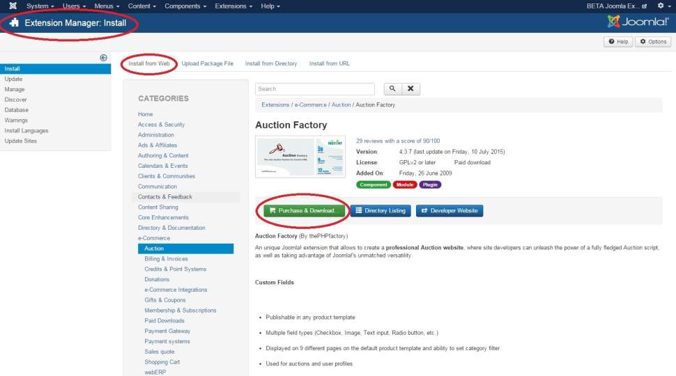 Buy auction factory from Joomla Extensions Directory