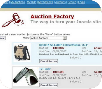Auktionsfabrik Joomla